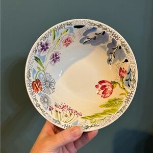 FAIENCERIE DE GIEN Flora floral coupe cereal bowl, Made in France